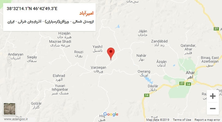 روستای امیرآباد بر روی نقشه