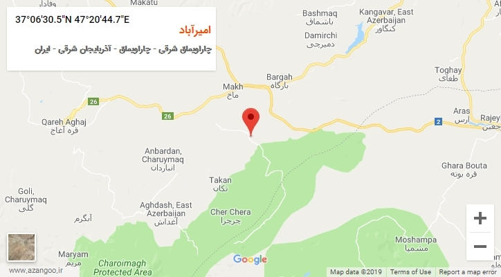 روستای امیرآباد بر روی نقشه