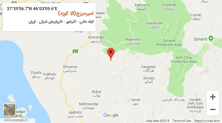 روستای امیردیزج(الا کوزه) بر روی نقشه