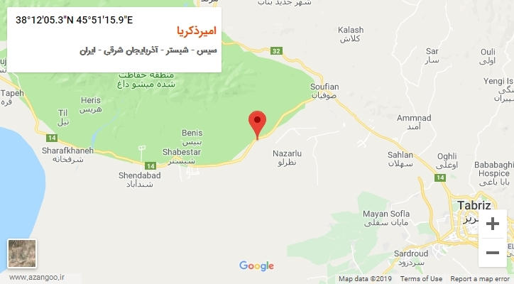 روستای امیرذکریا بر روی نقشه