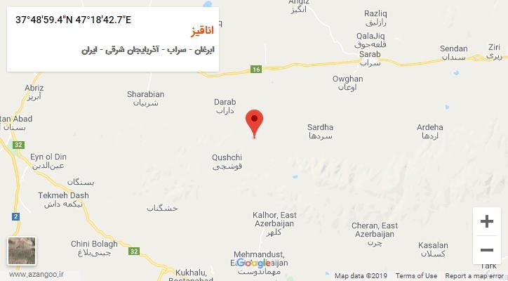 روستای اناقیز بر روی نقشه