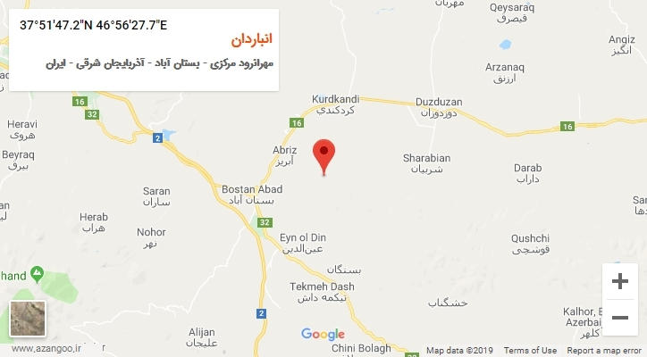 روستای انباردان بر روی نقشه