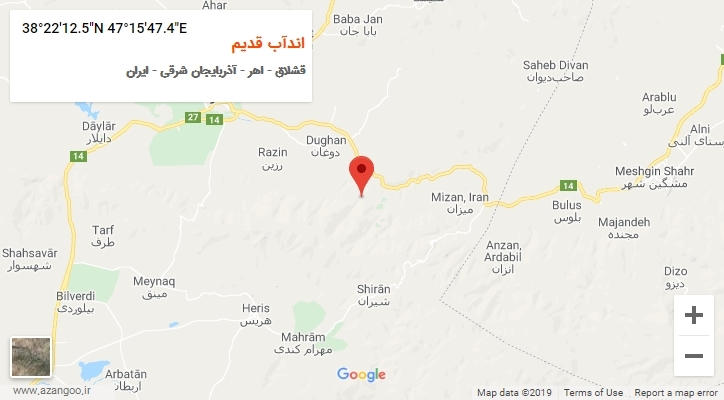 روستای اندآب قدیم بر روی نقشه