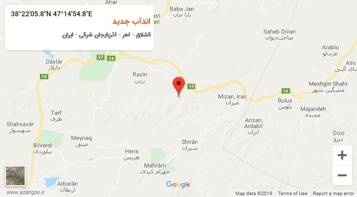 روستای اندآب جدید بر روی نقشه