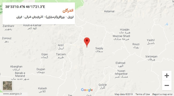 روستای اندرگان بر روی نقشه