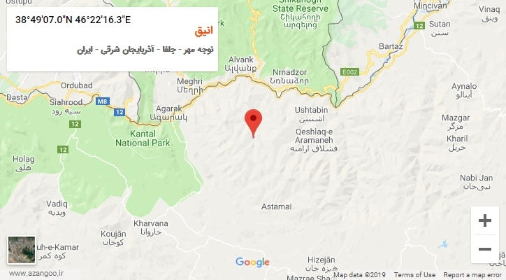 روستای انیق بر روی نقشه