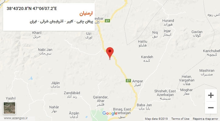 روستای ارمنیان بر روی نقشه