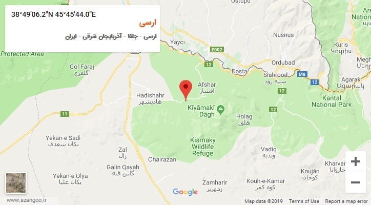 روستای ارسی بر روی نقشه