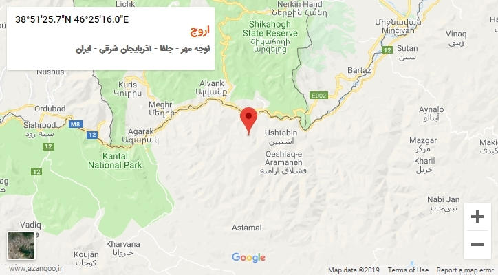 روستای اروج بر روی نقشه