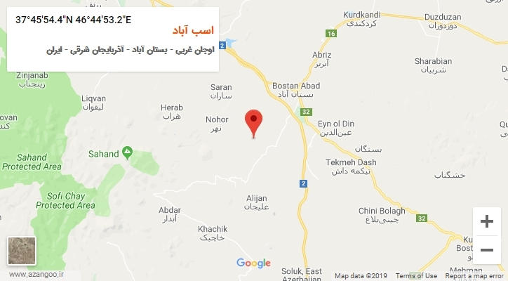 روستای اسب آباد بر روی نقشه