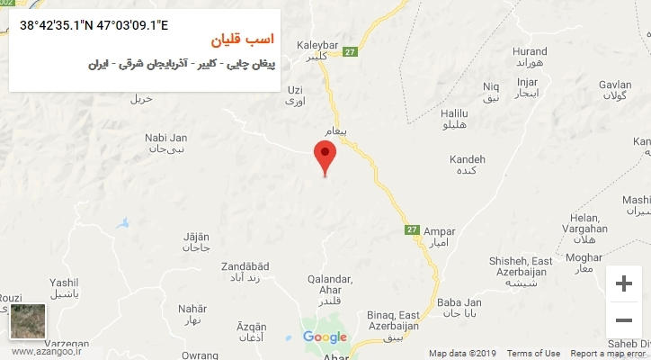 روستای اسب قلیان بر روی نقشه