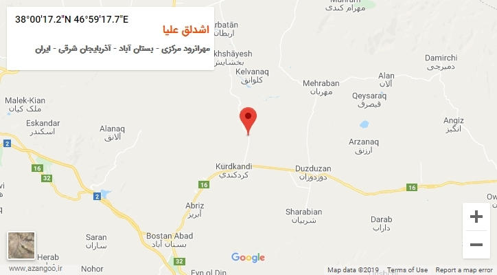 روستای اشدلق علیا بر روی نقشه