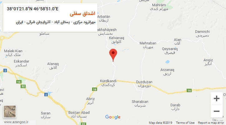 روستای اشدلق سفلی بر روی نقشه