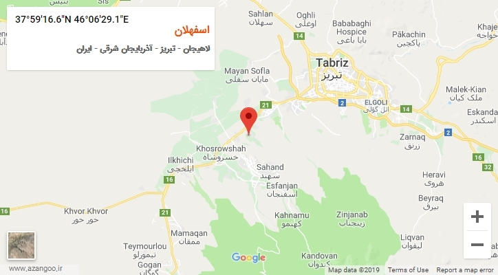 روستای اسفهلان بر روی نقشه