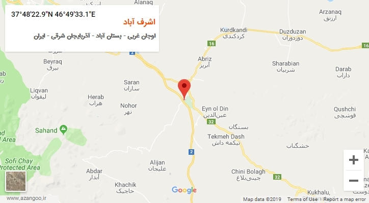 روستای اشرف آباد بر روی نقشه
