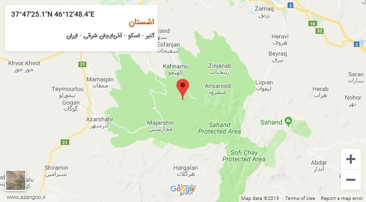 روستای اشستان بر روی نقشه