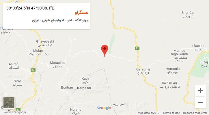 روستای عسگرلو بر روی نقشه