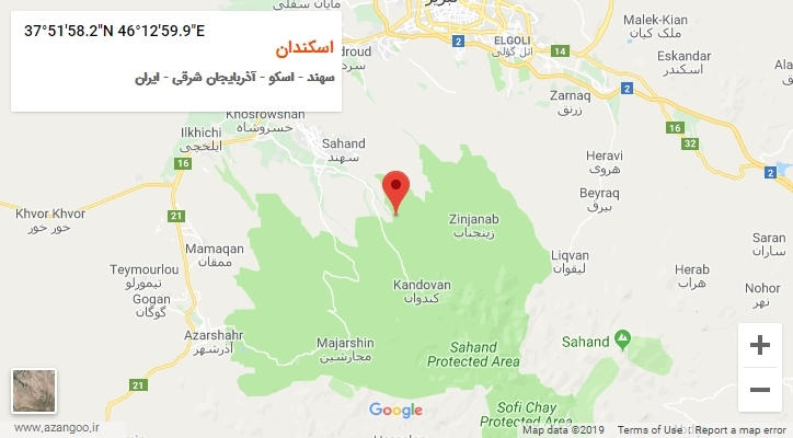 روستای اسکندان بر روی نقشه