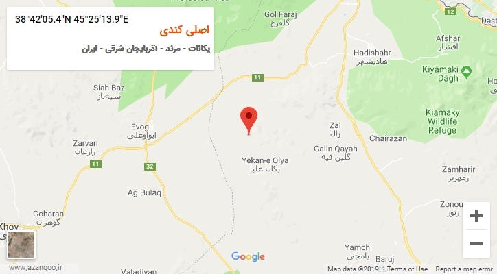 روستای اصلی کندی بر روی نقشه