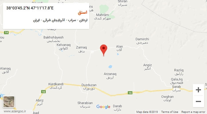 روستای اسنق بر روی نقشه