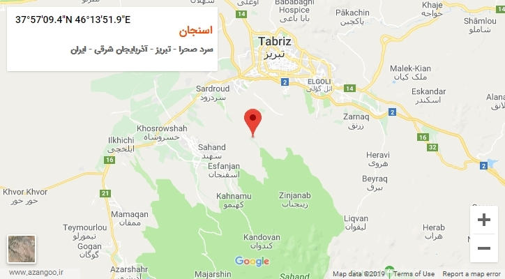 روستای اسنجان بر روی نقشه
