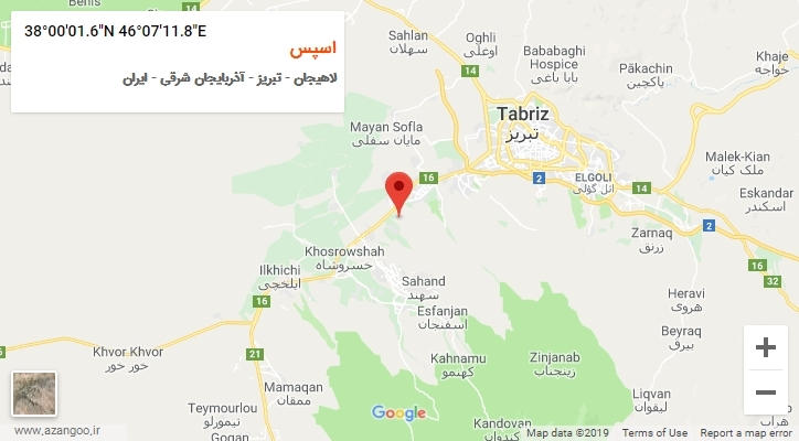 روستای اسپس بر روی نقشه