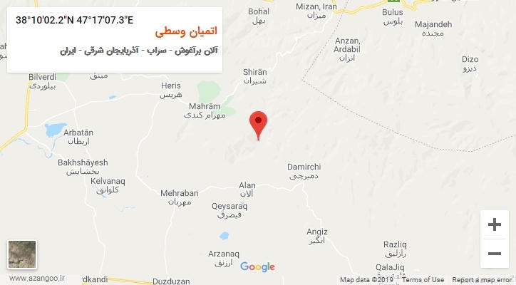 روستای اتمیان وسطی بر روی نقشه