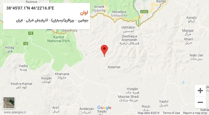 روستای اوان بر روی نقشه