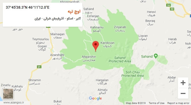 روستای اوچ تپه بر روی نقشه