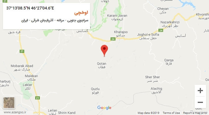 روستای اوخچی بر روی نقشه