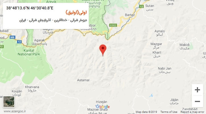 روستای اولی(اولیق) بر روی نقشه
