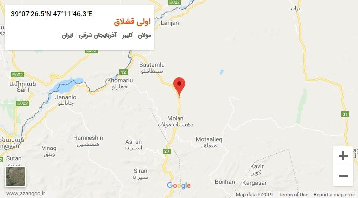 روستای اولی قشلاق بر روی نقشه