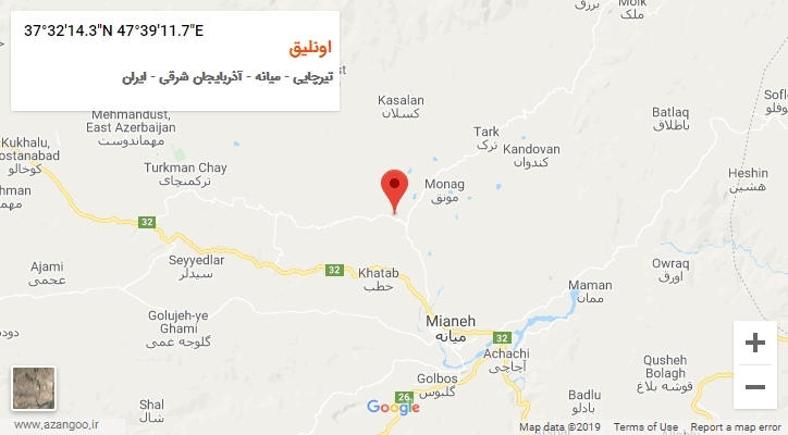روستای اونلیق بر روی نقشه