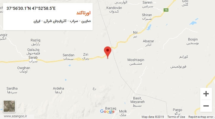 روستای اورتاکند بر روی نقشه