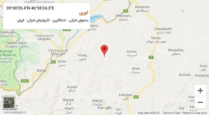 روستای اوری بر روی نقشه