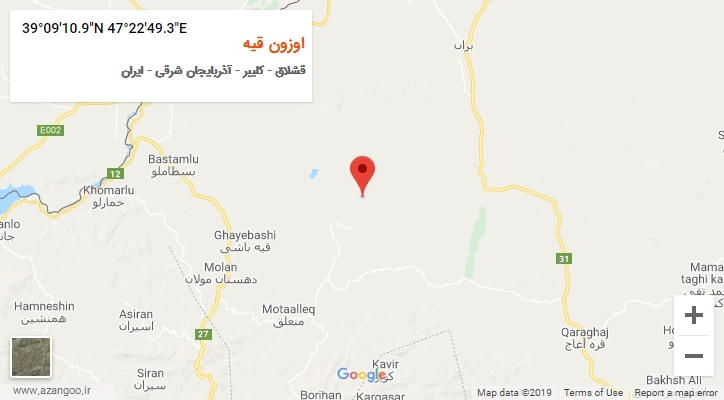 روستای اوزون قیه بر روی نقشه