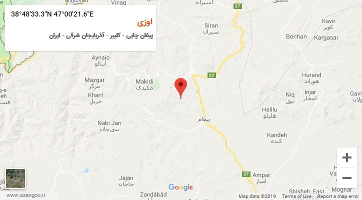روستای اوزی بر روی نقشه