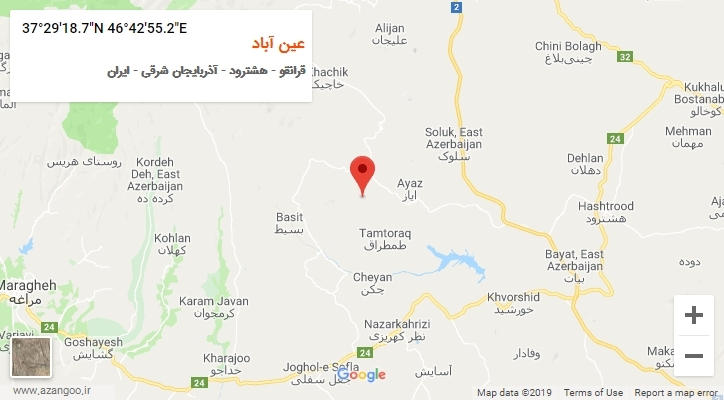 روستای عین آباد بر روی نقشه