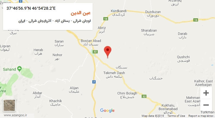 روستای عین الدین بر روی نقشه