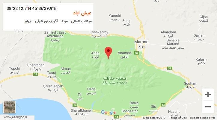 روستای عیش آباد بر روی نقشه