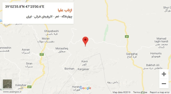 روستای ازناب علیا بر روی نقشه