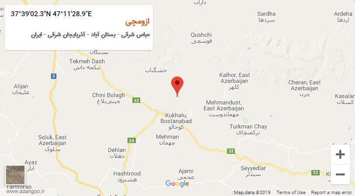 روستای ازومچی بر روی نقشه