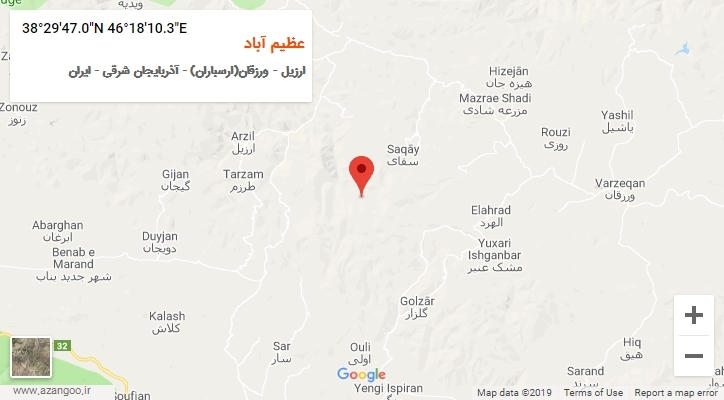 روستای عظیم آباد بر روی نقشه