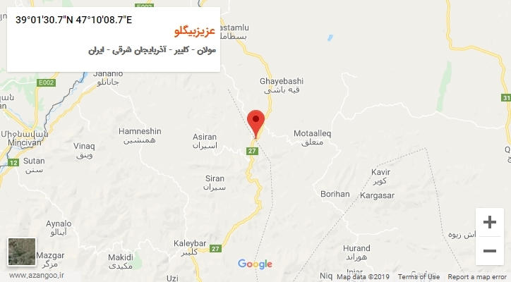 روستای عزیزبیگلو بر روی نقشه