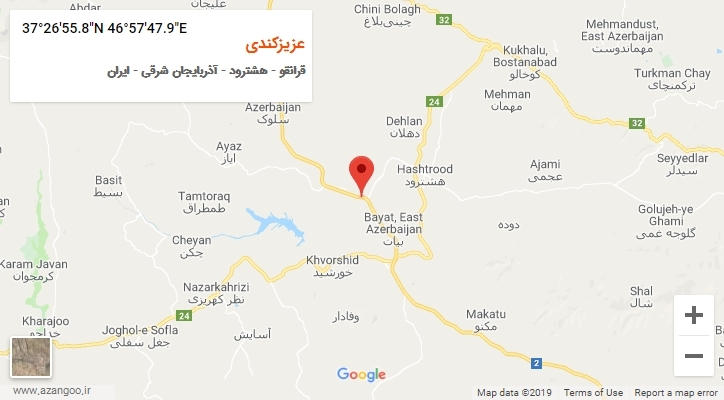 روستای عزیزکندی بر روی نقشه