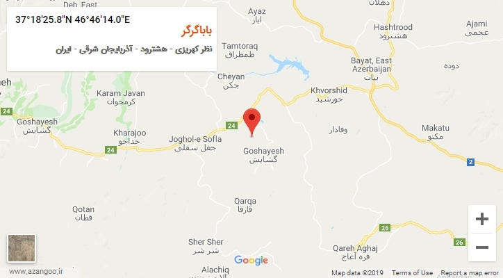 روستای باباگرگر بر روی نقشه