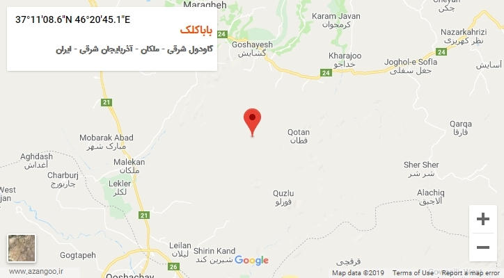 روستای باباکلک بر روی نقشه