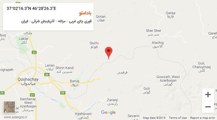 روستای باداملو بر روی نقشه