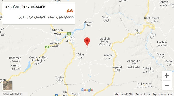 روستای بادلو بر روی نقشه