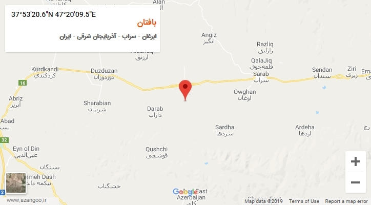 روستای بافتان بر روی نقشه